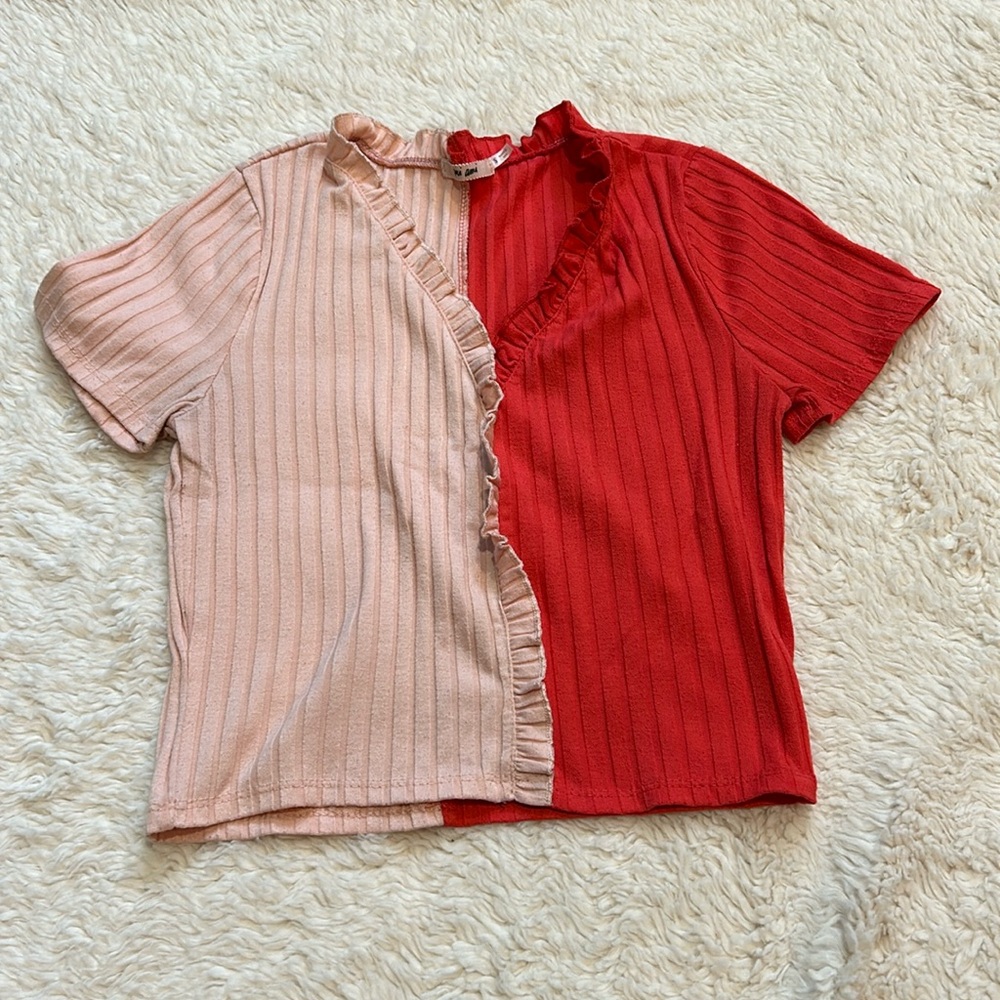 Francescas 1/2 light pink, 1/2 dark pink t-shirt